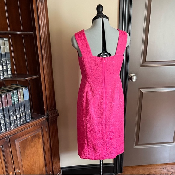 NWOT Talbots Pink Sheath Brocaded Cocktail Dress Scoop Neck Sleeveless - Picture 3 of 9